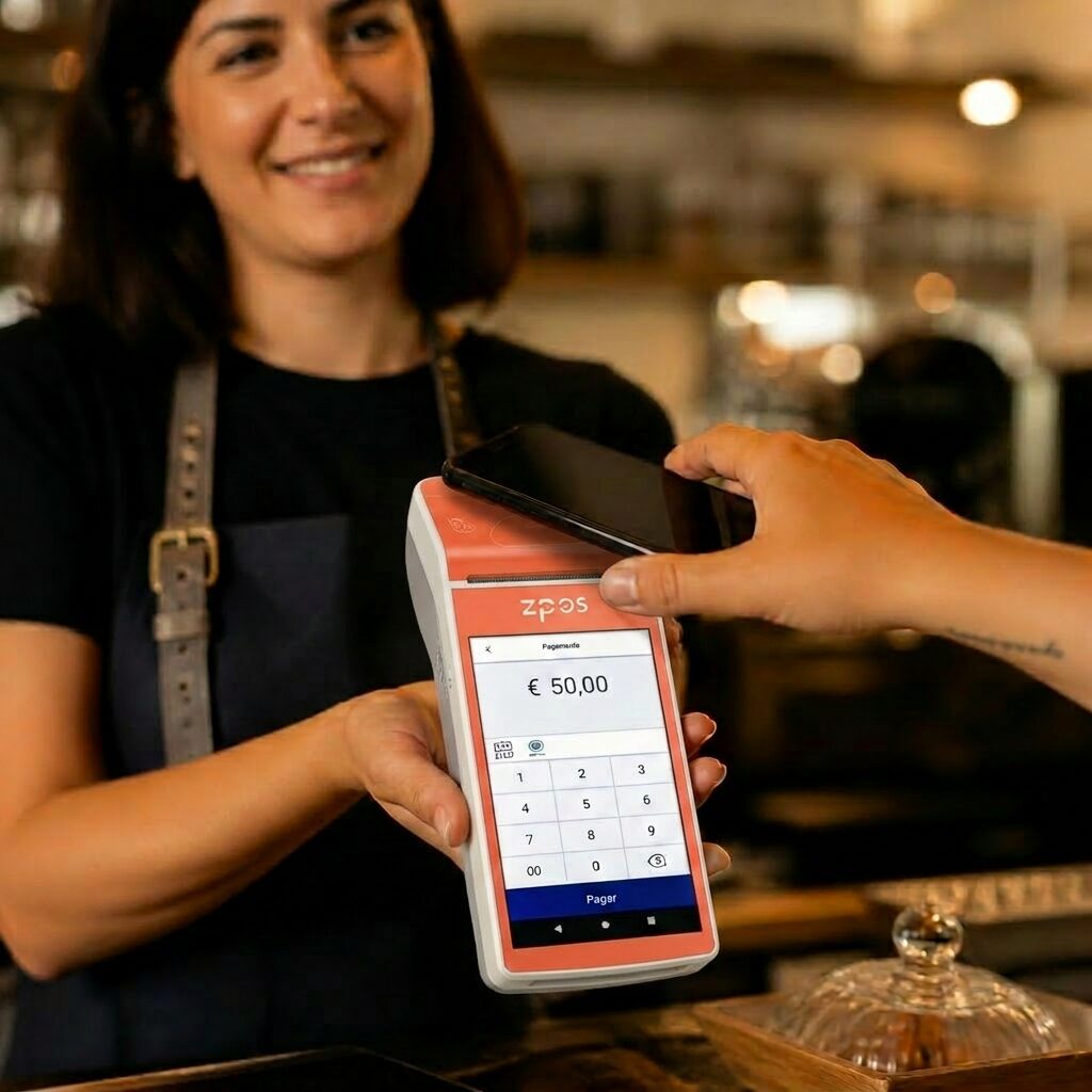 Pagamento contactless num terminal SmartPOS ZPOS